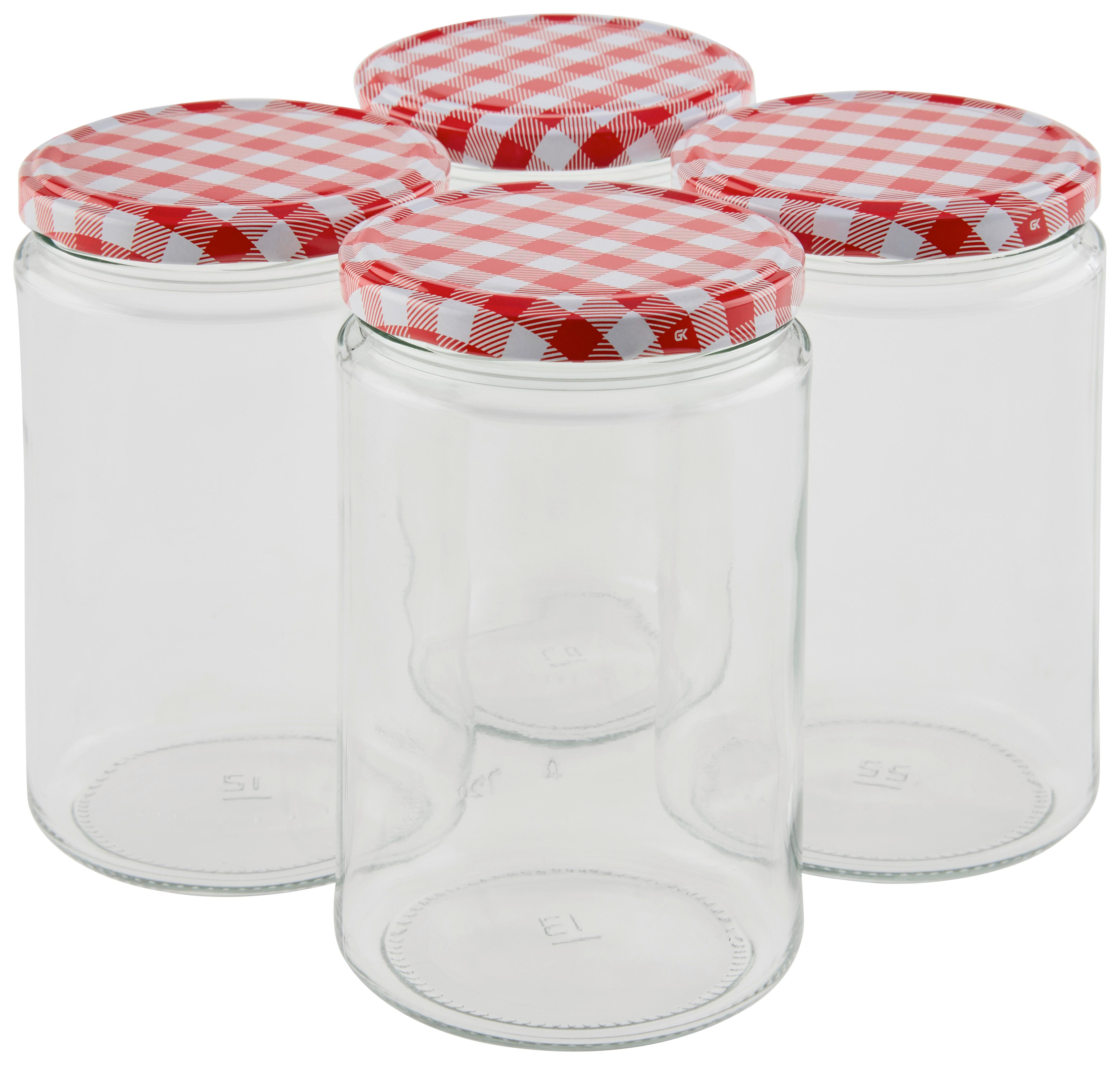 EINMACHGLAS-SET Julia, 720 ml - Transparent/Rot, Basics, Glas/Kunststoff (0,72l) - Luca Bessoni