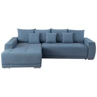 Ecksofa Madeleine Blau S: 204x280cm - Blau/Silberfarben, Design, Textil (204/280cm) - MID.YOU
