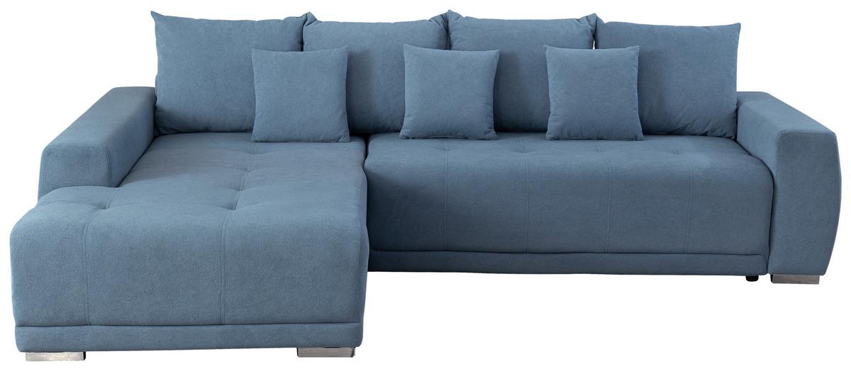 Ecksofa Madeleine Blau S: 204x280cm - Blau/Silberfarben, Design, Textil (204/280cm) - MID.YOU