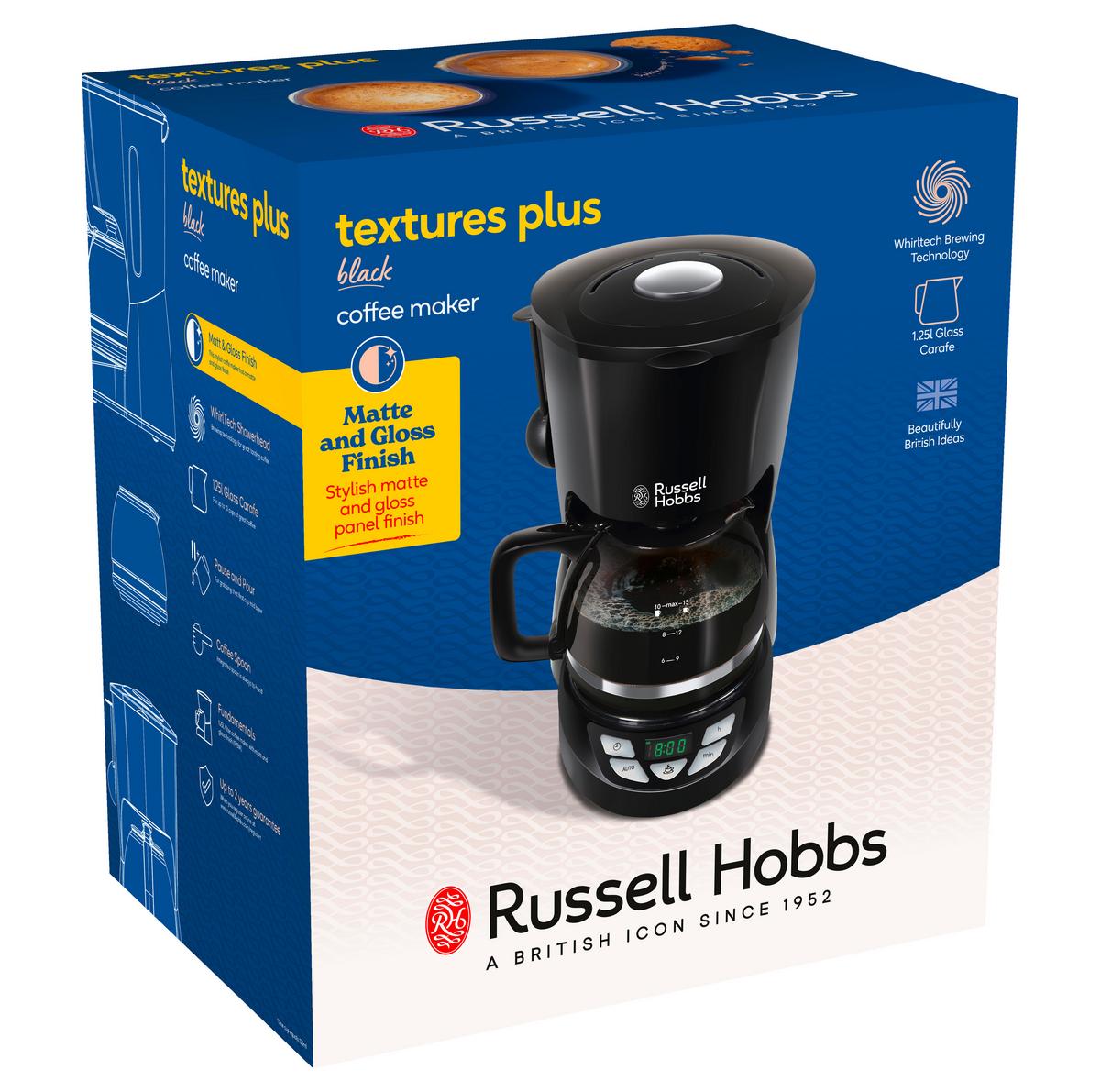 Filterkaffeemaschine Textures Plus Sw. - Schwarz, Basics, Glas/Kunststoff (19,7/31,8/28,5cm) - Russell Hobbs