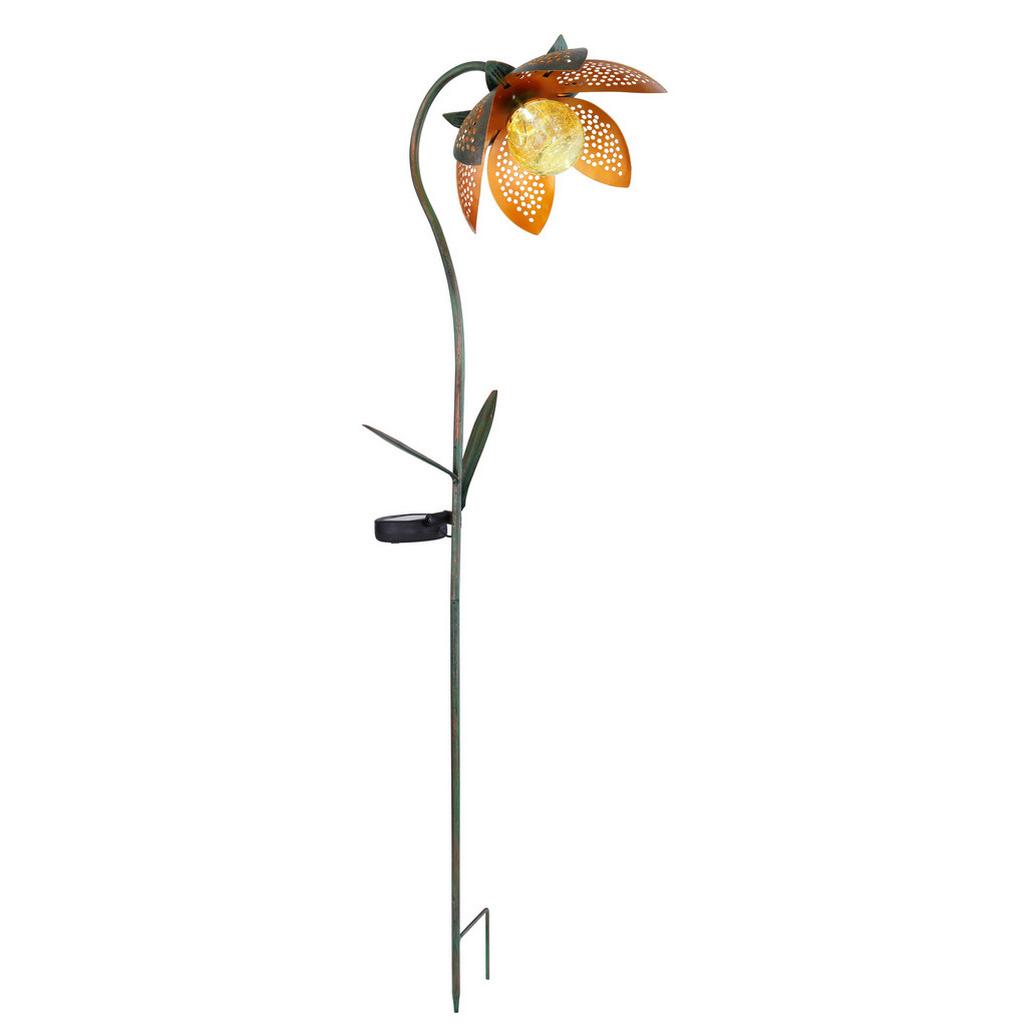 Solarleuchte mit Erdspieß Grün /Goldfarben/Orange H: 90 cm