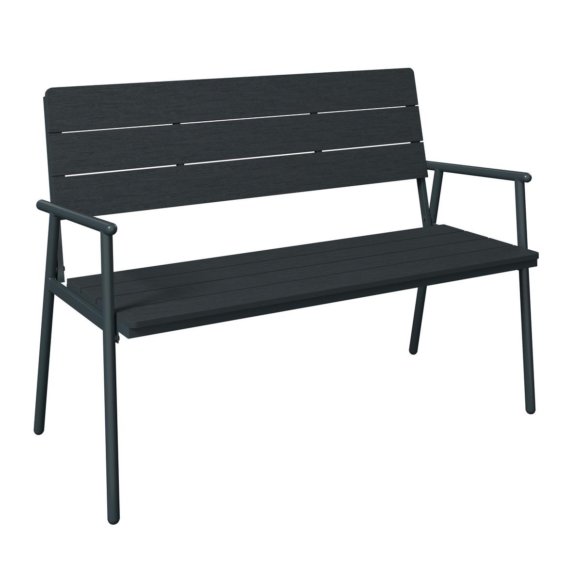 Gartenbank Marbella - Schwarz, MODERN, Kunststoff/Metall (116/58/85cm) - Beldano