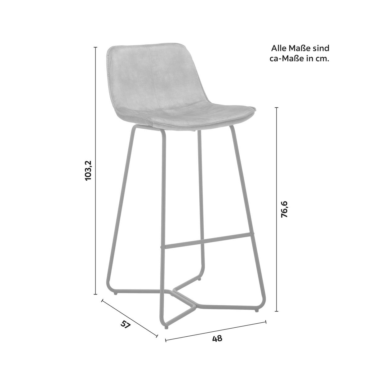Barová židle ze sametu Nery modrá - modrá/černá, Moderní, kov/dřevo (48/103,2/57cm) - P & B
