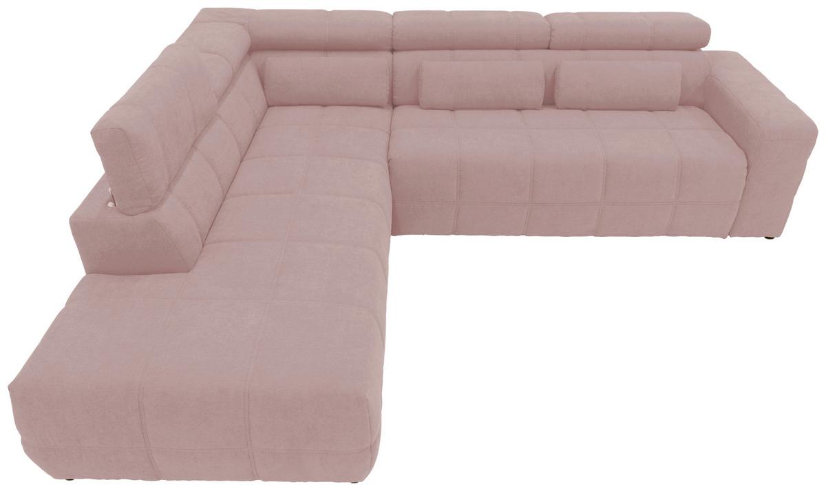 Ecksofa Mit Sitztiefen- Verstellung Brandon Pink - Schwarz/Rosa, Design, Textil (228/275cm) - MID.YOU