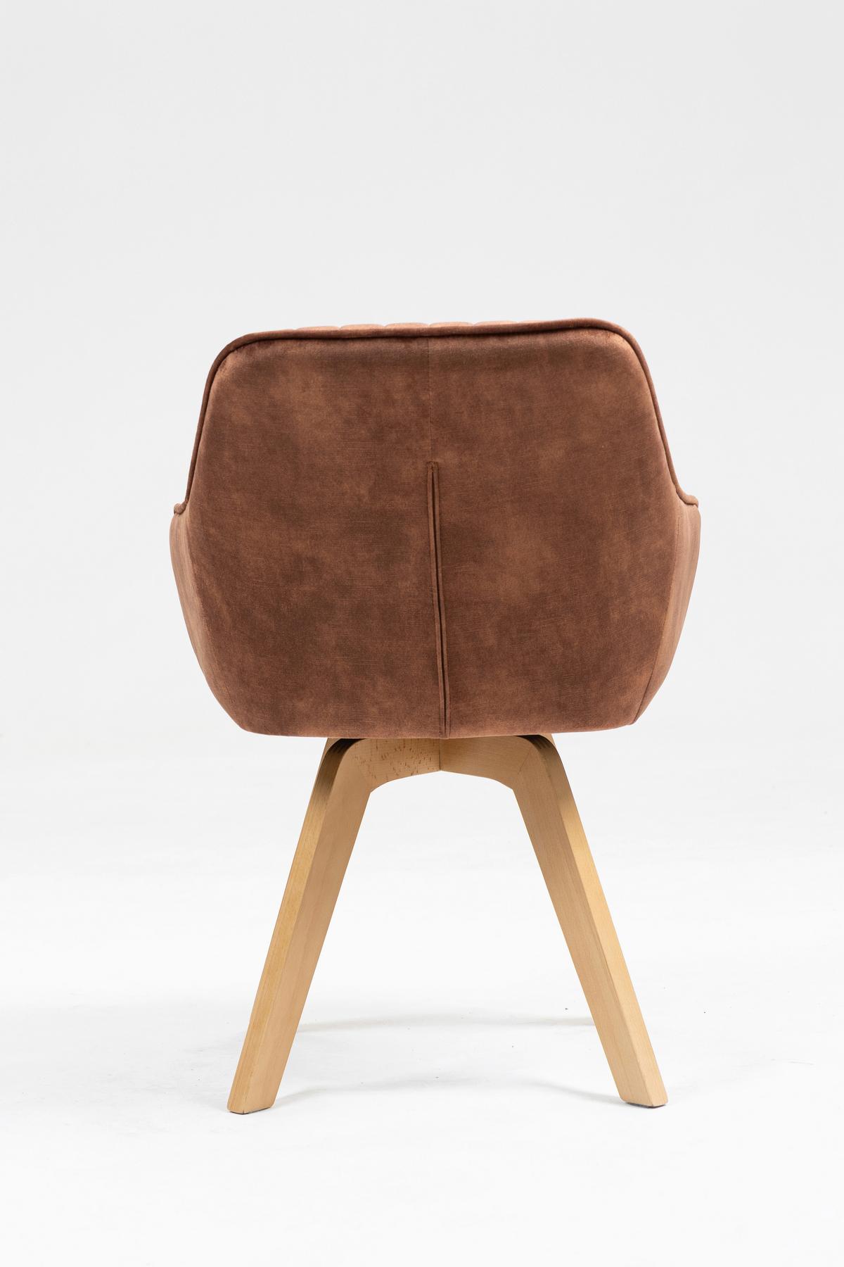 Armlehnstuhl Hanna drehbar Samt Braun,sitzfl. 180° Drehb. - Buchefarben/Braun, KONVENTIONELL, Holz/Textil (63/83/63cm)
