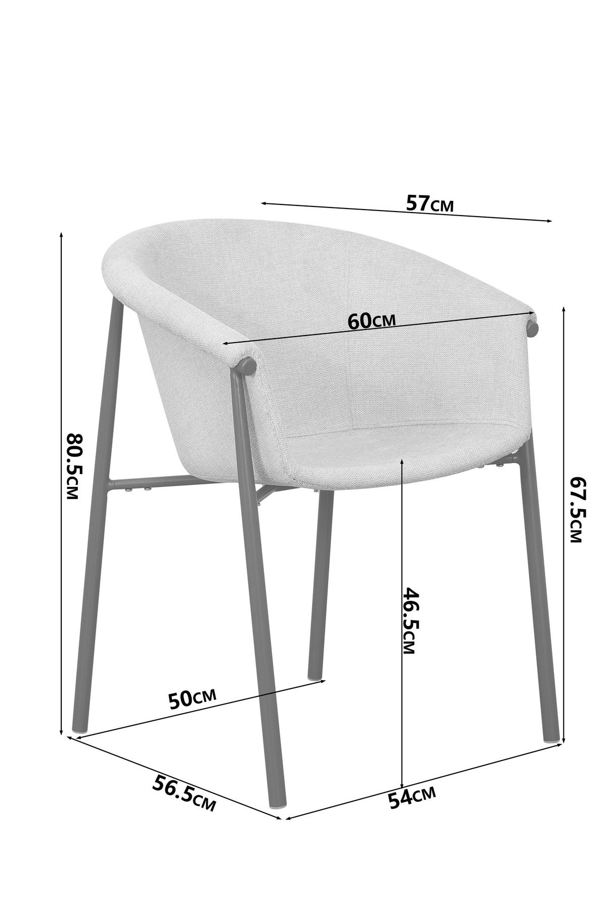 Armstuhl Erna Beige Leinenoptik - Beige/Braun, MODERN, Textil/Metall (59/80/57cm) - MID.YOU