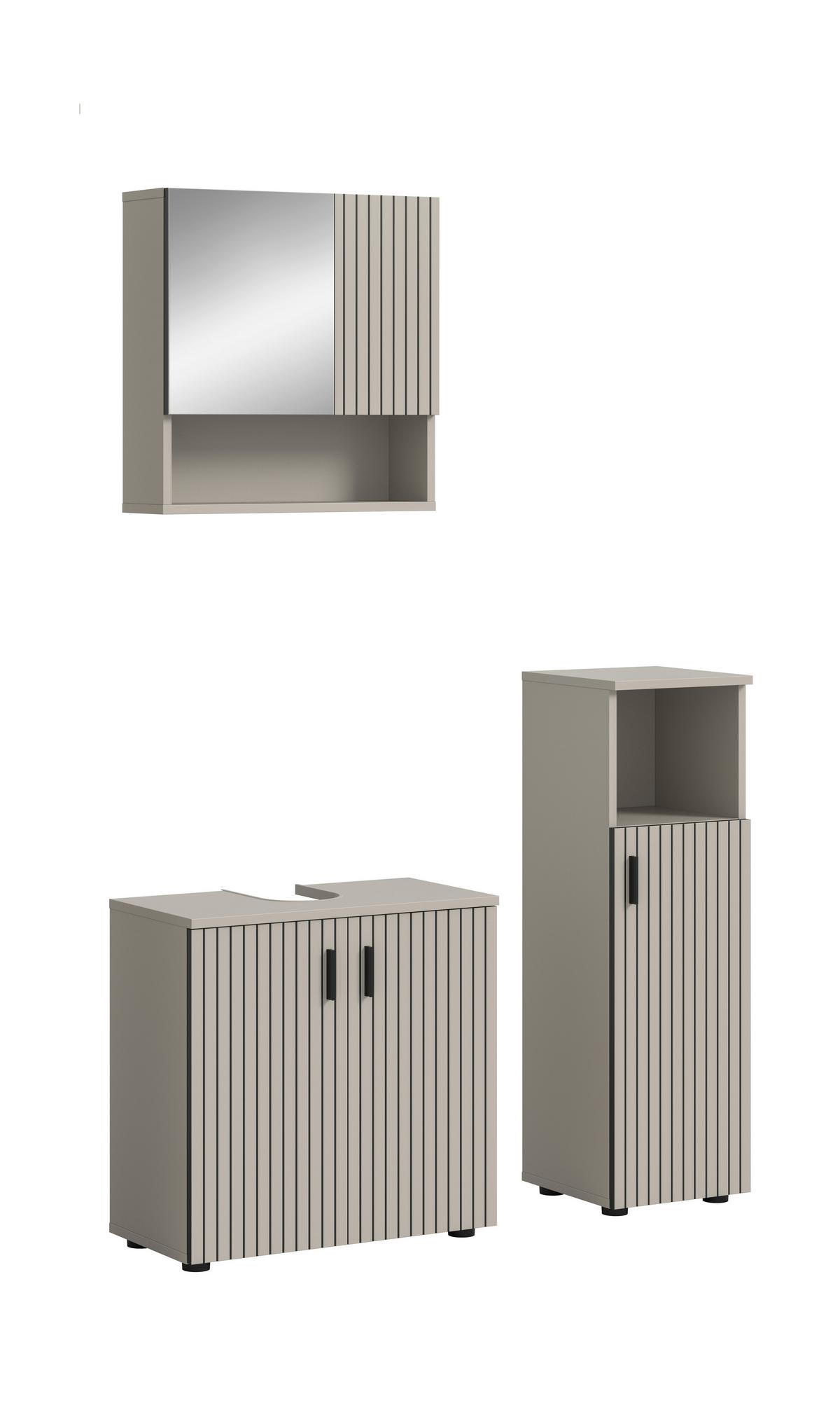 Badezimmer Mone Kaschmir/Schwarz B: 90cm - Kaschmir/Schwarz, Trend, Glas/Holzwerkstoff (90cm) - MID.YOU