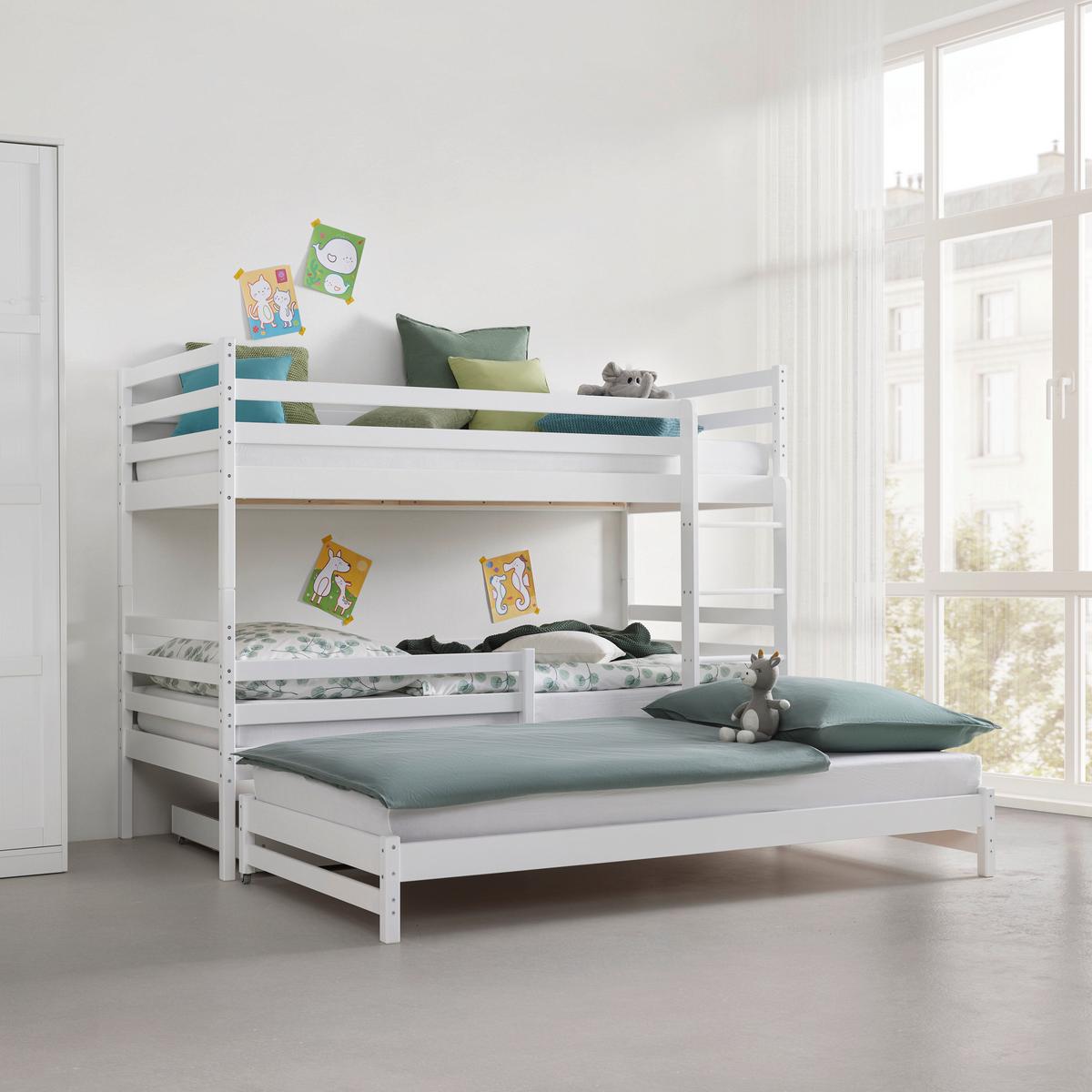 Poschodová posteľ MILA 90x200 cm, borovica, biela - biela/farba brezy, drevo (90/200cm) - Mömax