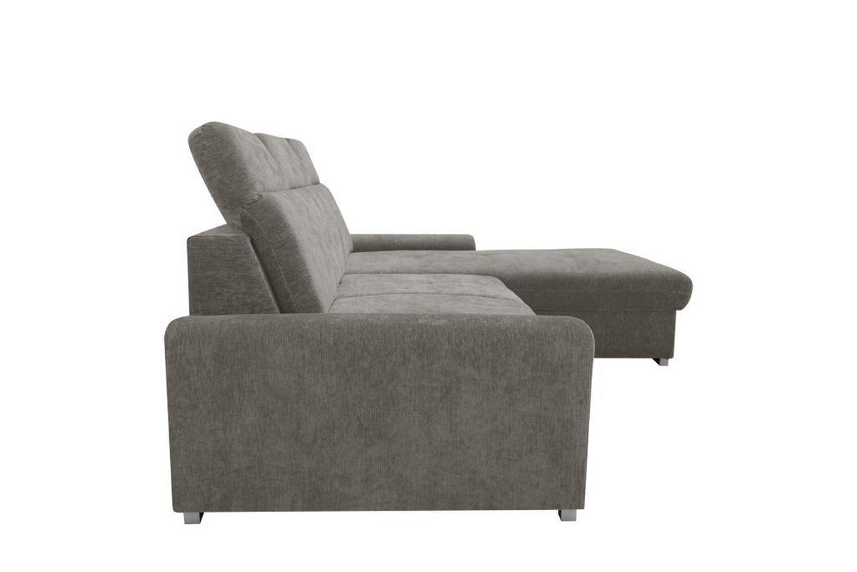 Rohová sedačka MALAGA, pravá, šedohnědá žinylka - barvy chromu/šedohnědá, Konvenční, kov/dřevo (286/203cm) - Ondega