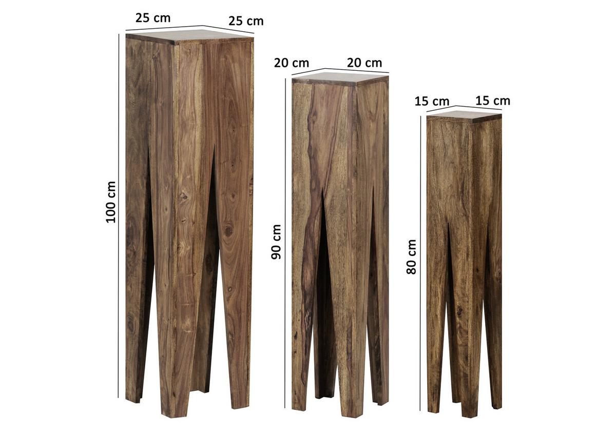 Sada stolíkov pod kvety KADA z masívneho dreva - farba akácie, Design, drevo - MID.YOU