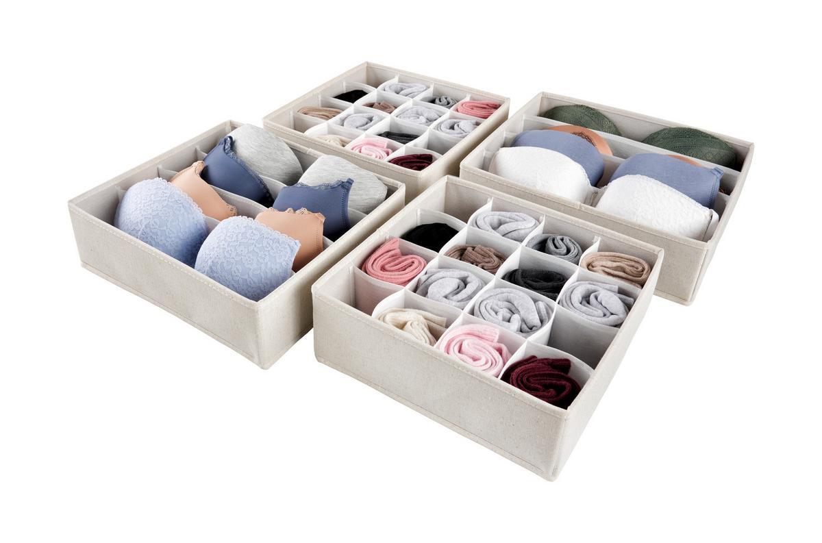 Sada úložných boxů 2 ks - béžová, Moderní, textil/papír - Mömax