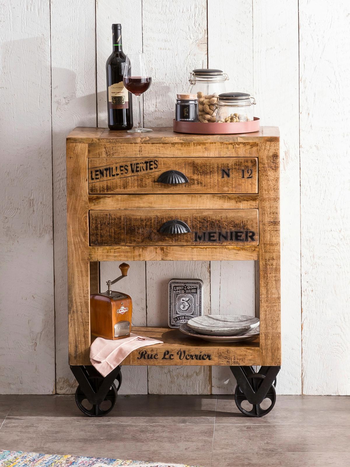 KOMMODE Naturfarben/Schwarz B: 60cm - Schwarz/Naturfarben, Design, Holz/Metall (60/80/30cm) - MID.YOU