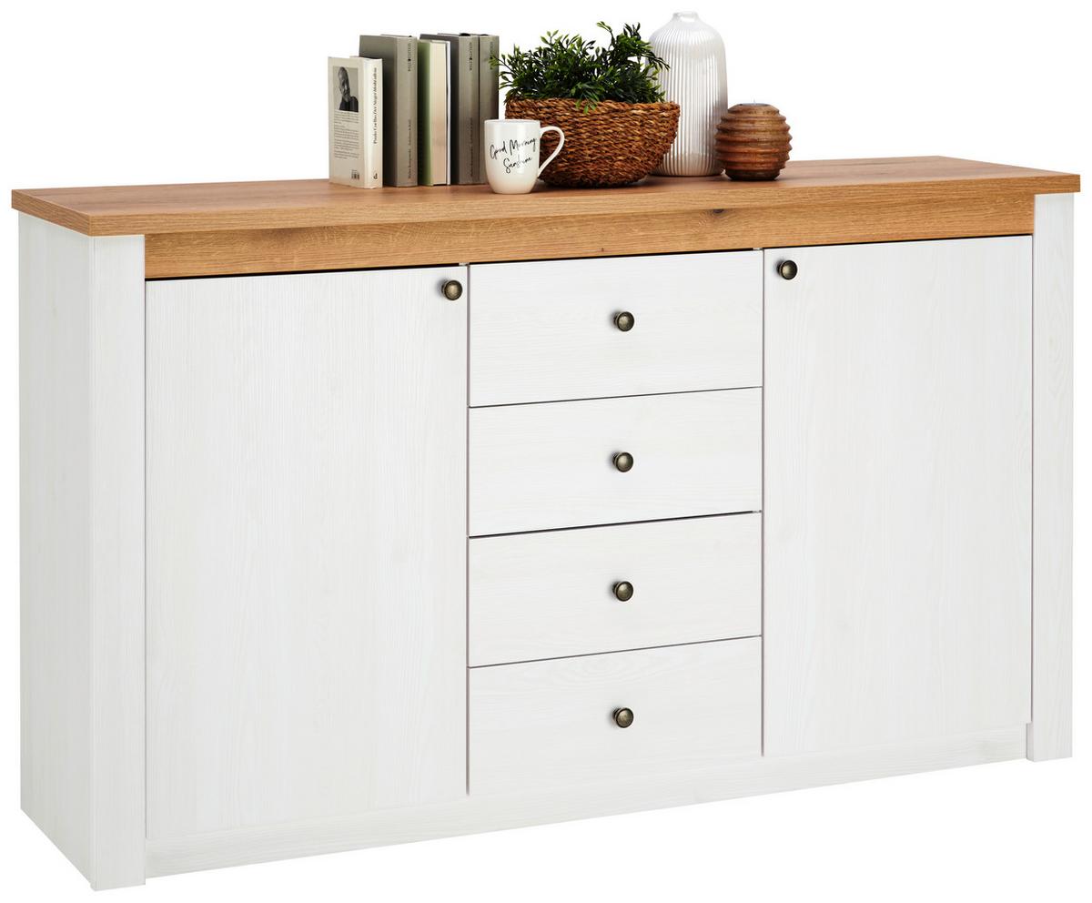 Kommode Rovigio Weiß, Eiche-/lärche Dekor B: 155 Cm - Eichefarben/Lärchefarben, Basics, Holzwerkstoff (155/90,5/42,5cm) - Landscape