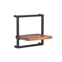 Wandregal Mangoholz/Schwarz B: 35cm - Schwarz/Naturfarben, Design, Holz/Metall (35/35/25cm) - MID.YOU