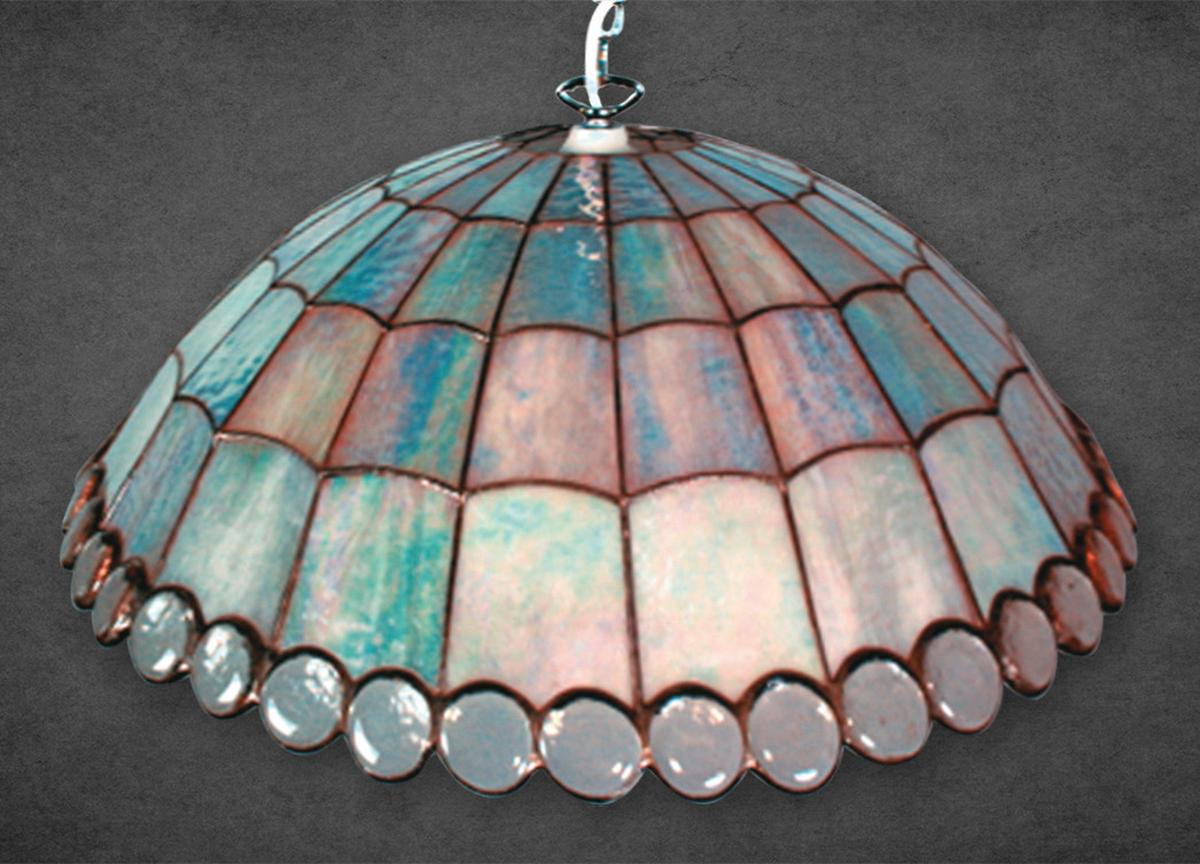 Hängeleuchte Tiffany H: 120 Cm 1-Flammig, Glasschirm - Alufarben, Natur, Glas/Metall (40/120cm) - Näve