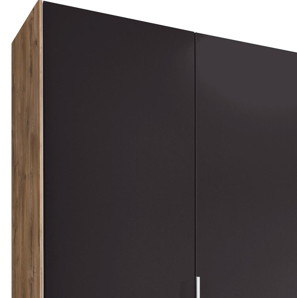 Drehtürenschrank Mit Spiegel + Laden 250cm Level 36a, Graphit - Eichefarben/Graphitfarben, MODERN, Glas/Holzwerkstoff (250/216/58cm) - MID.YOU