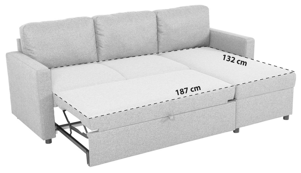 Ecksofa Mit Schlaffunktion & Bettkasten Rosi Anthrazit - Anthrazit/Schwarz, Basics, Textil (215/145cm) - P & B