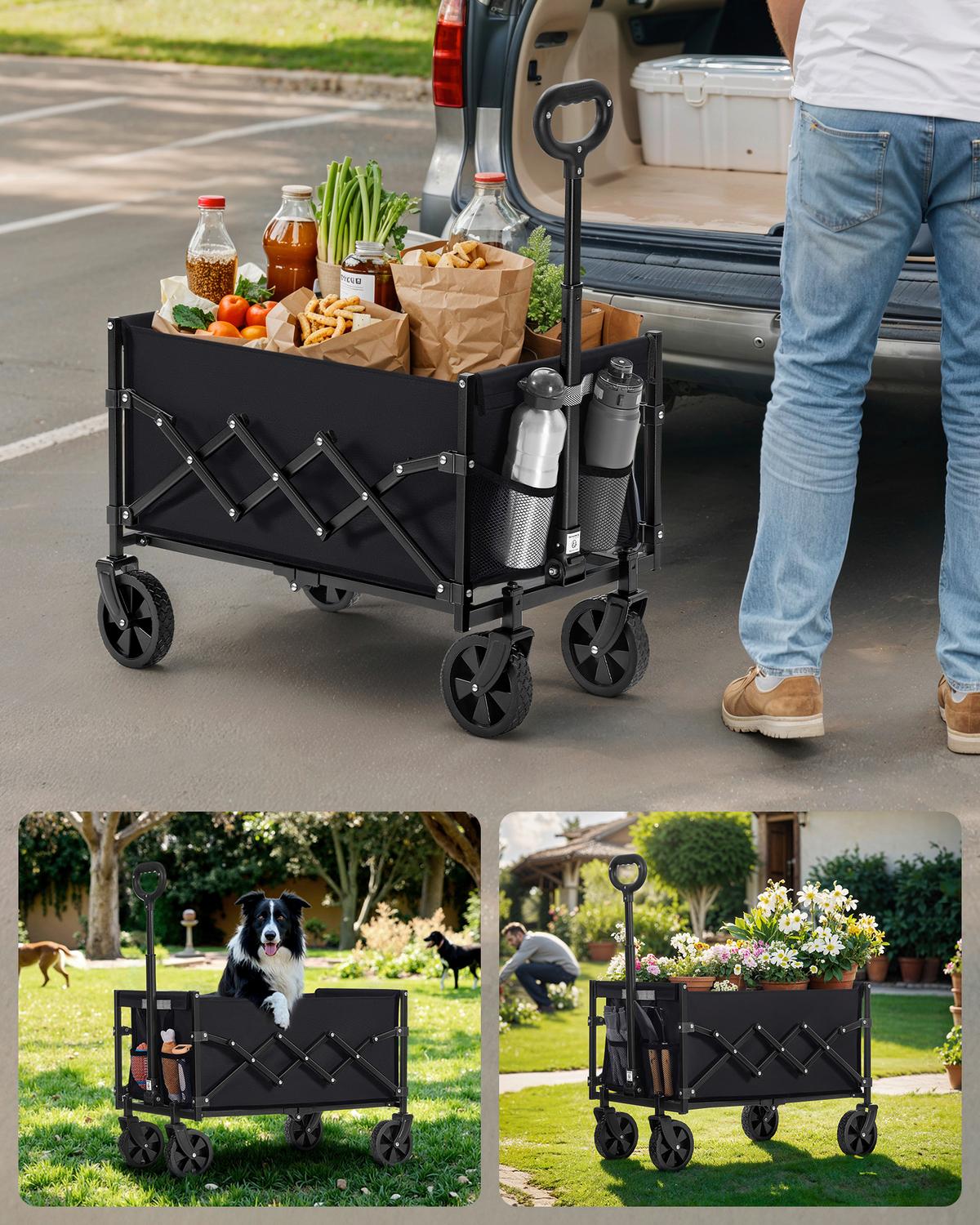 Bollerwagen Schwarz B: 67 cm - Schwarz, Basics, Textil/Metall (67/42/90,5cm)