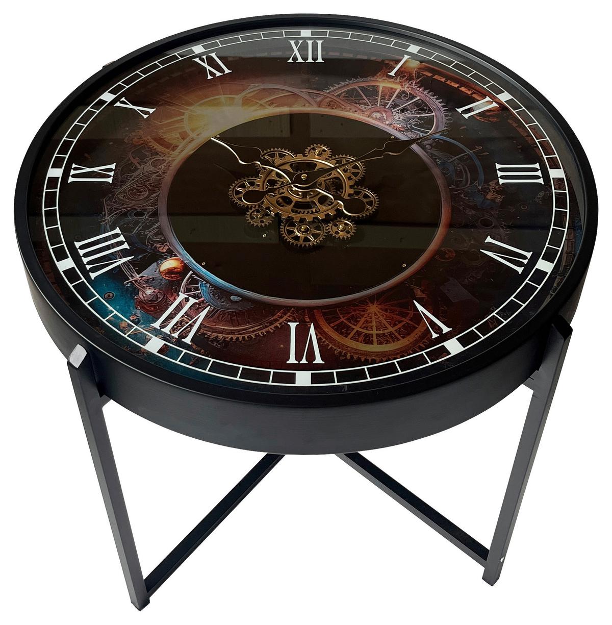 Couchtisch Rund Glas/Metall Time3,multicolor,d:ca. 71,5cm - Multicolor/Schwarz, Trend, Glas/Metall (71,5/57/71,5cm)