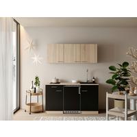 MINIKÜCHE Ingrid, Schwarz B: 150 cm - Eichefarben/Schwarz, Design, Holzwerkstoff (150cm) - Respekta