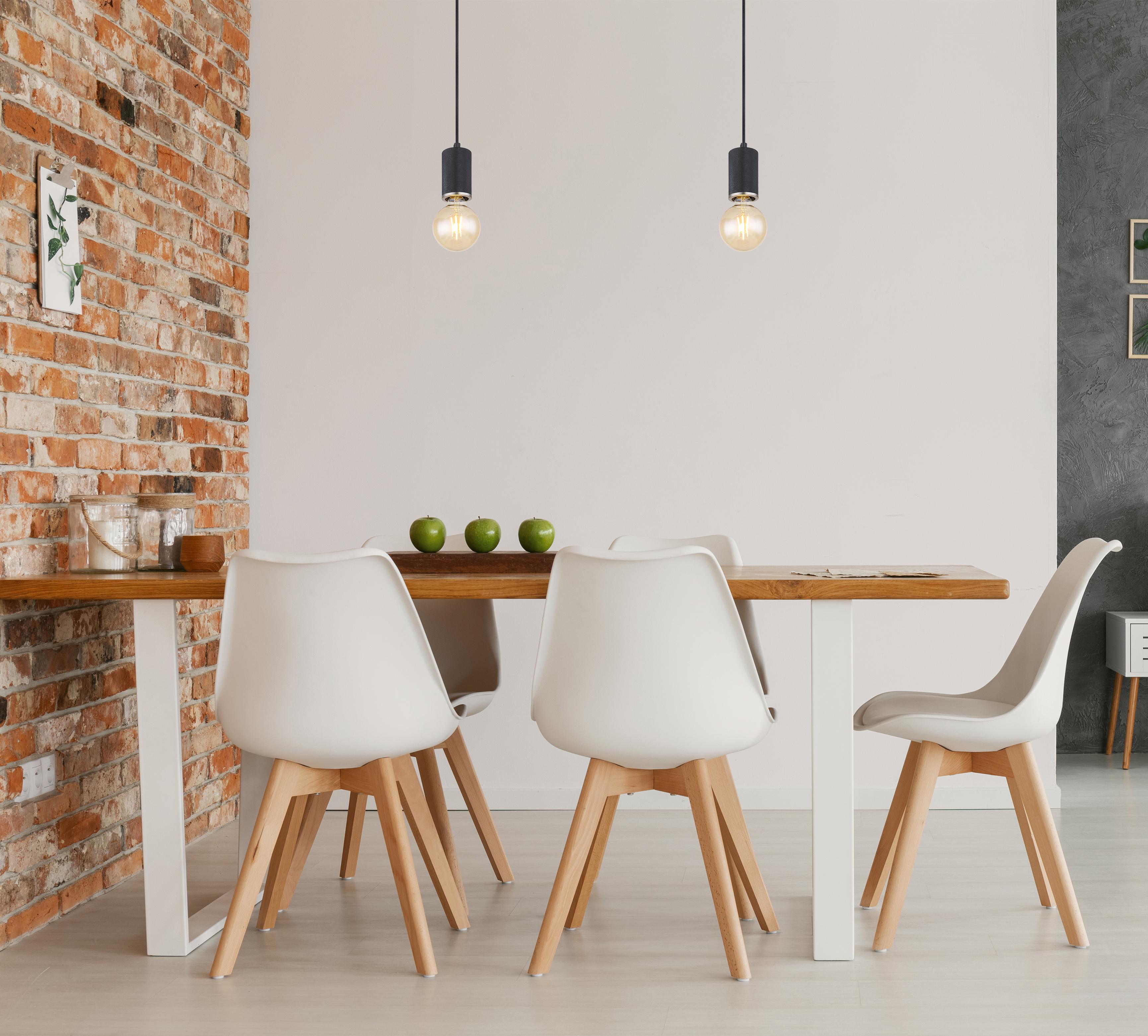 Hängeleuchte H: 160 Cm 1-Flammig, Holz/ Metall - Schwarz, Basics, Holz/Metall (12/160cm) - Globo