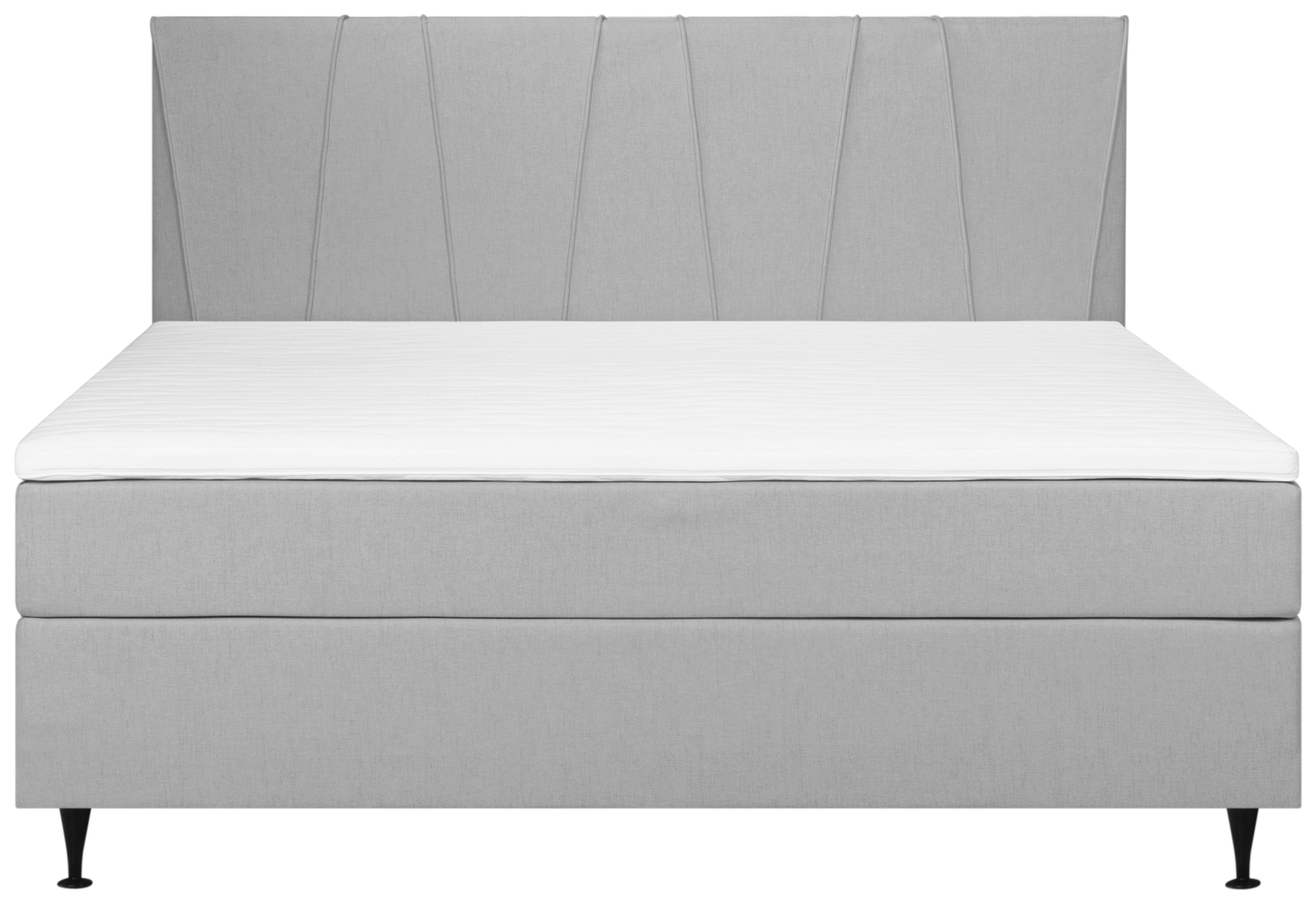 Boxspringbett Mit Topper 140x200 Cm Wels, Grau - Schwarz/Grau, MODERN, Textil (140/200cm) - MID.YOU
