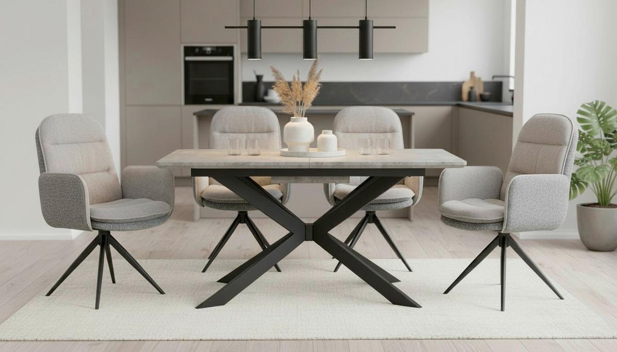 Kihúzható Asztal Leif - fekete/szürke, Konventionell, faalapú anyag/fém (160-200/90/76cm) - MID.YOU