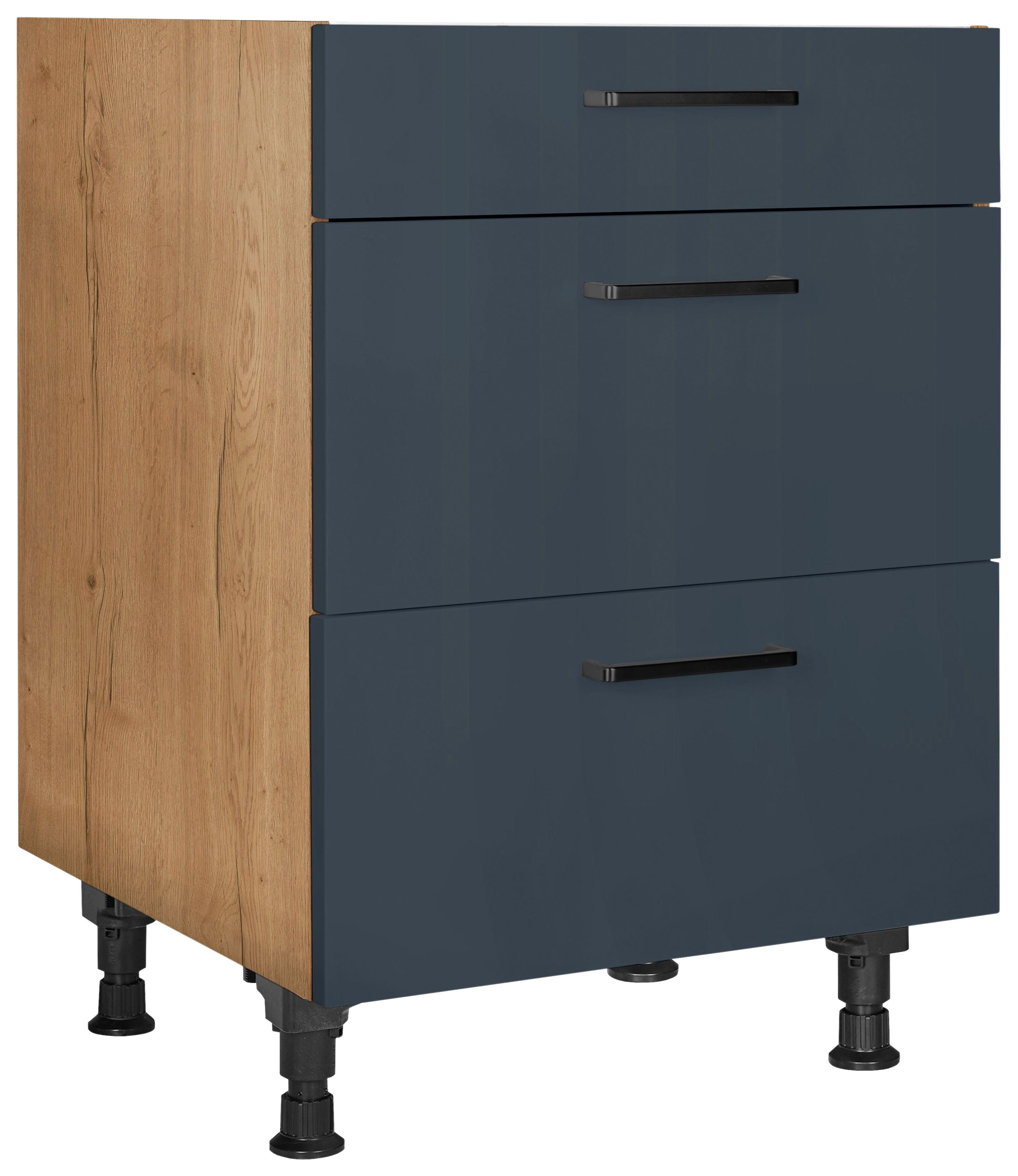 Kochfeldumbauschrank Easytouch - Blau/Eichefarben, MODERN, Holzwerkstoff (60,0/87,0/56,0cm) - Nobilia
