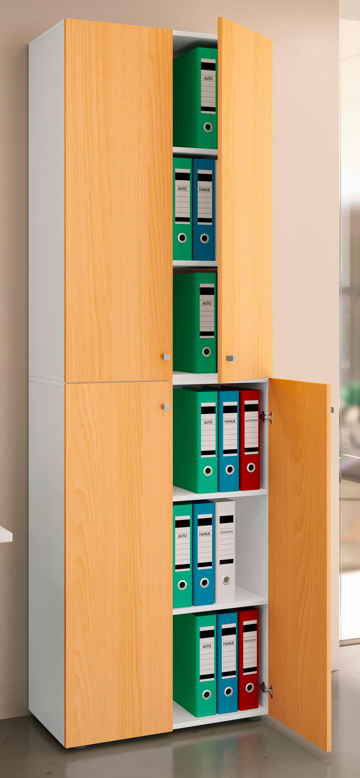 Aktenschrank Lona Weiß/Buche Dekor B: 70 cm - Buchefarben/Weiß, Design, Holzwerkstoff (70/220/39cm) - MID.YOU