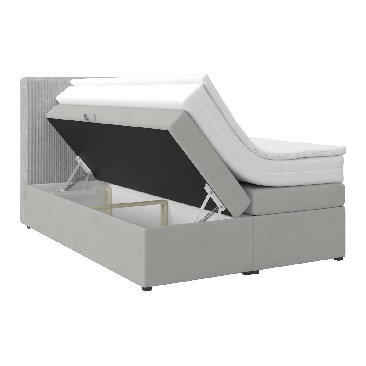 Boxspringbett mit Topper & Bettkasten 140x200 Rossa - Silberfarben/Schwarz, MODERN, Holzwerkstoff/Textil (140/200cm)