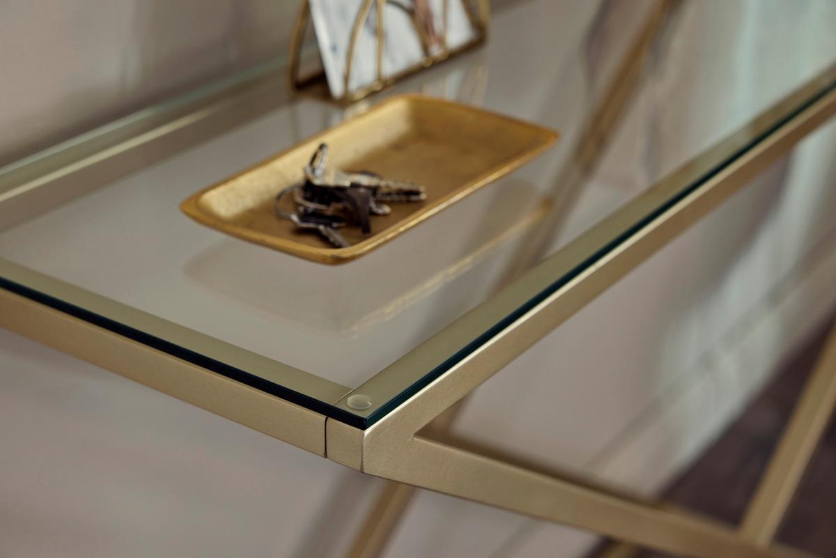 Konsolentisch Xtra Console Goldfarben/klar B: 30 Cm - Klar/Goldfarben, MODERN, Glas/Metall (100/30/74cm) - Livetastic
