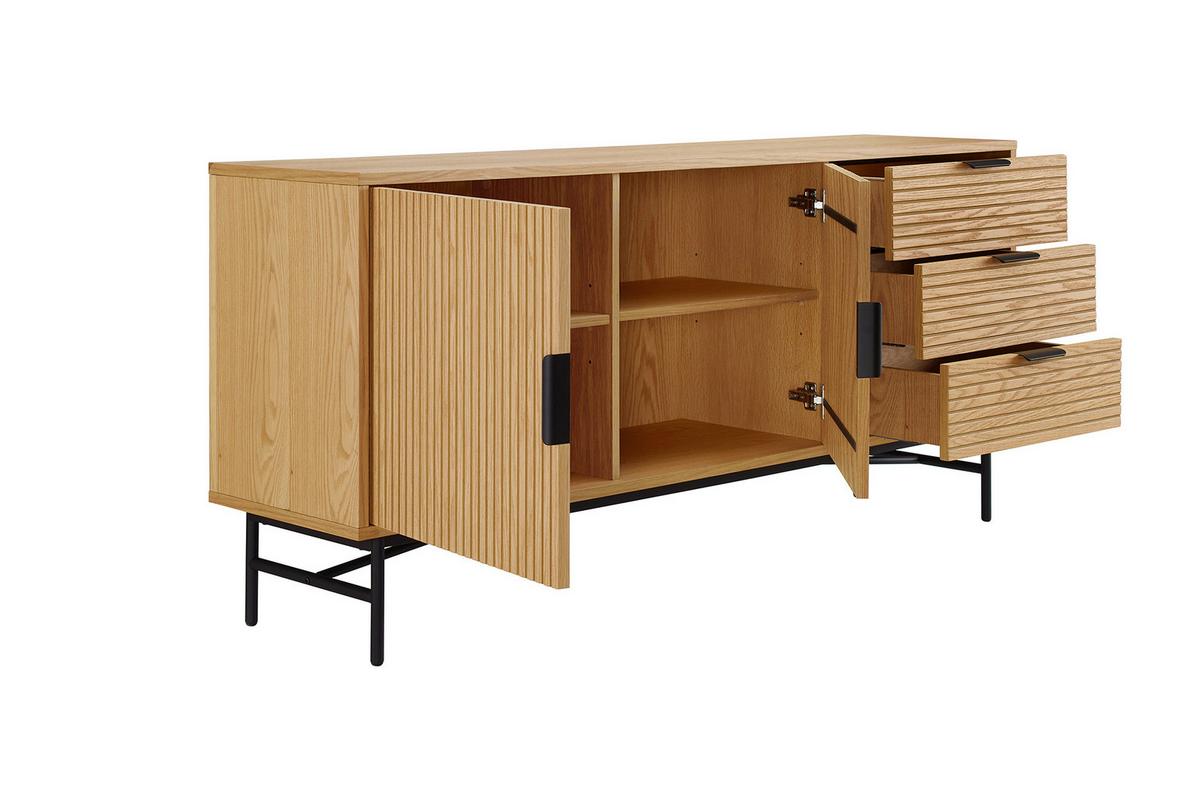 Sideboard Schwarz, Eiche Dekor B: 160cm - Eichefarben/Schwarz, Design, Holz/Holzwerkstoff (160/75/40cm) - Livetastic