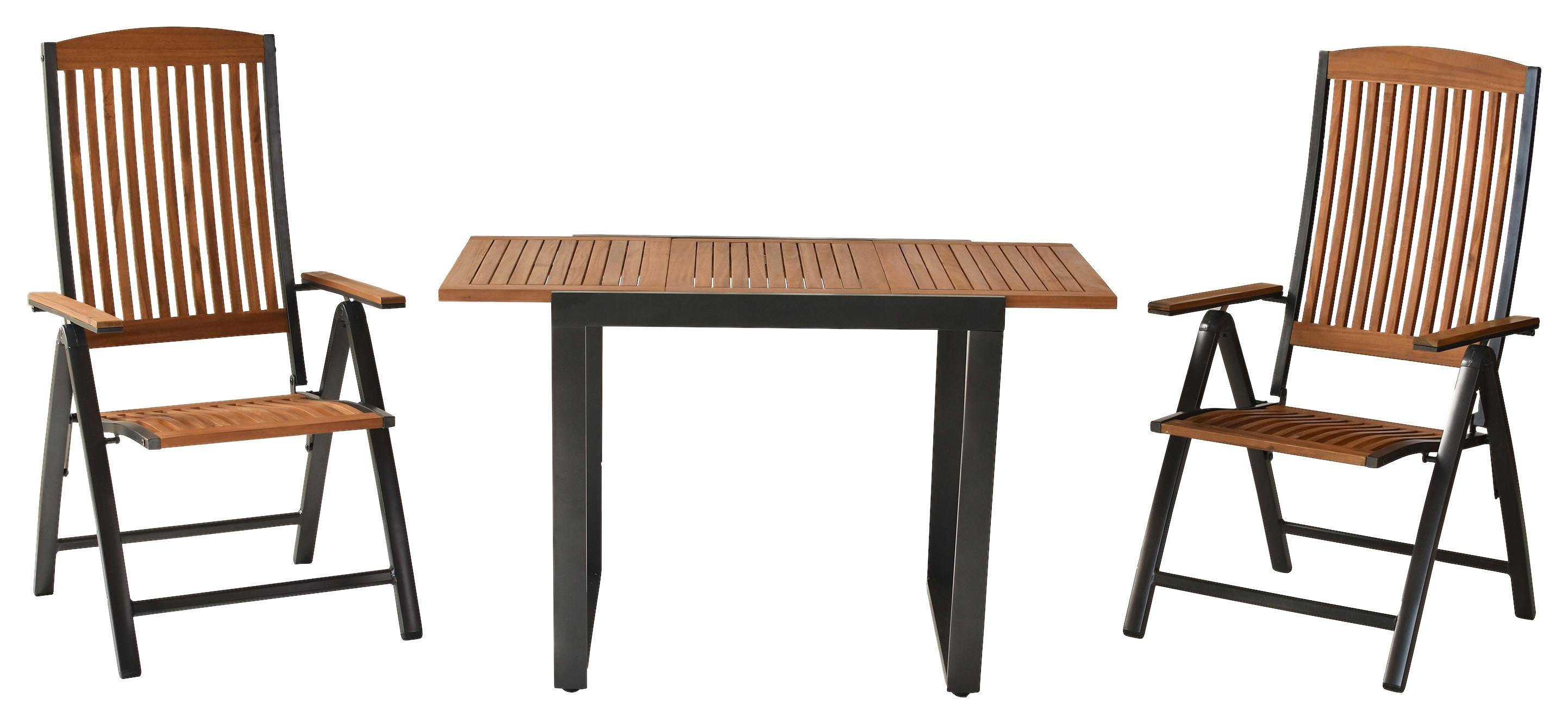 Gartenset Athos - Graphitfarben/Naturfarben, MODERN, Holz/Metall - Gardenson