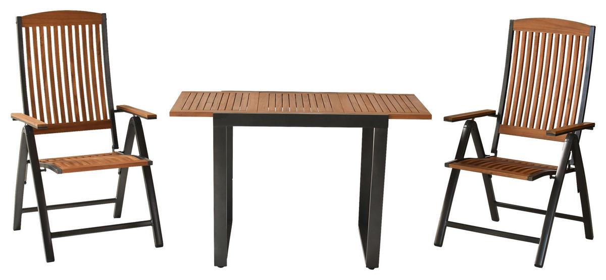 Gartenset Athos - Graphitfarben/Naturfarben, MODERN, Holz/Metall - Gardenson