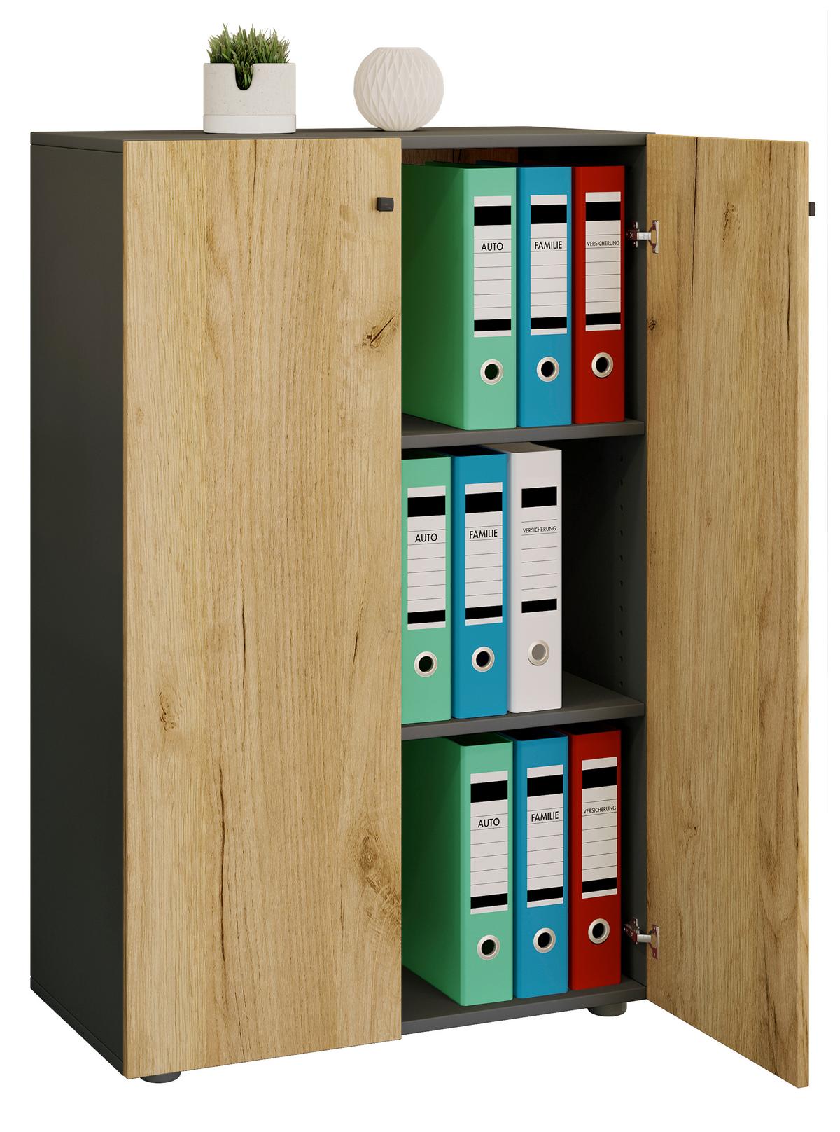Aktenschrank Lona Anthrazit/eiche Dekor B:70cm - Honigeiche/Anthrazit, Design (70/110/39cm) - MID.YOU
