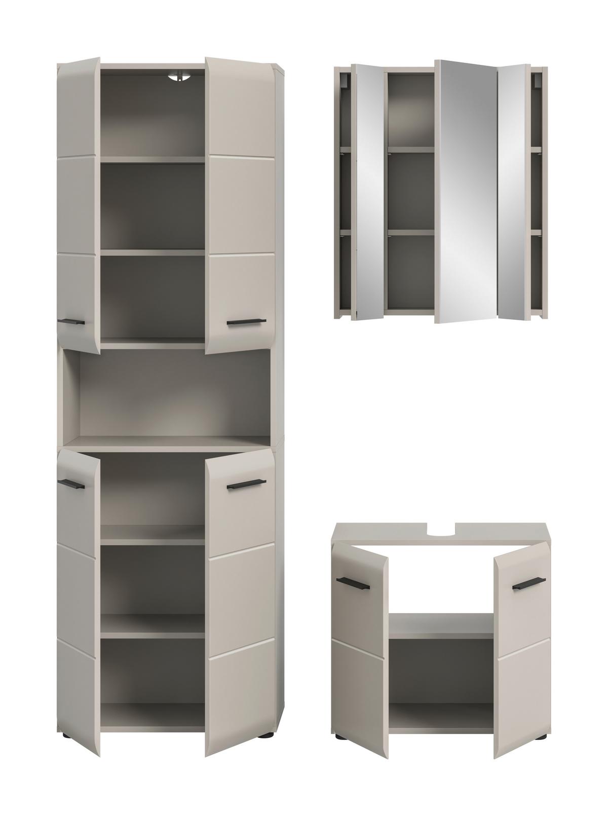 Badezimmer Ice Kaschmir B: 120cm - Kaschmir/Schwarz, Trend, Glas/Holzwerkstoff (120cm) - MID.YOU