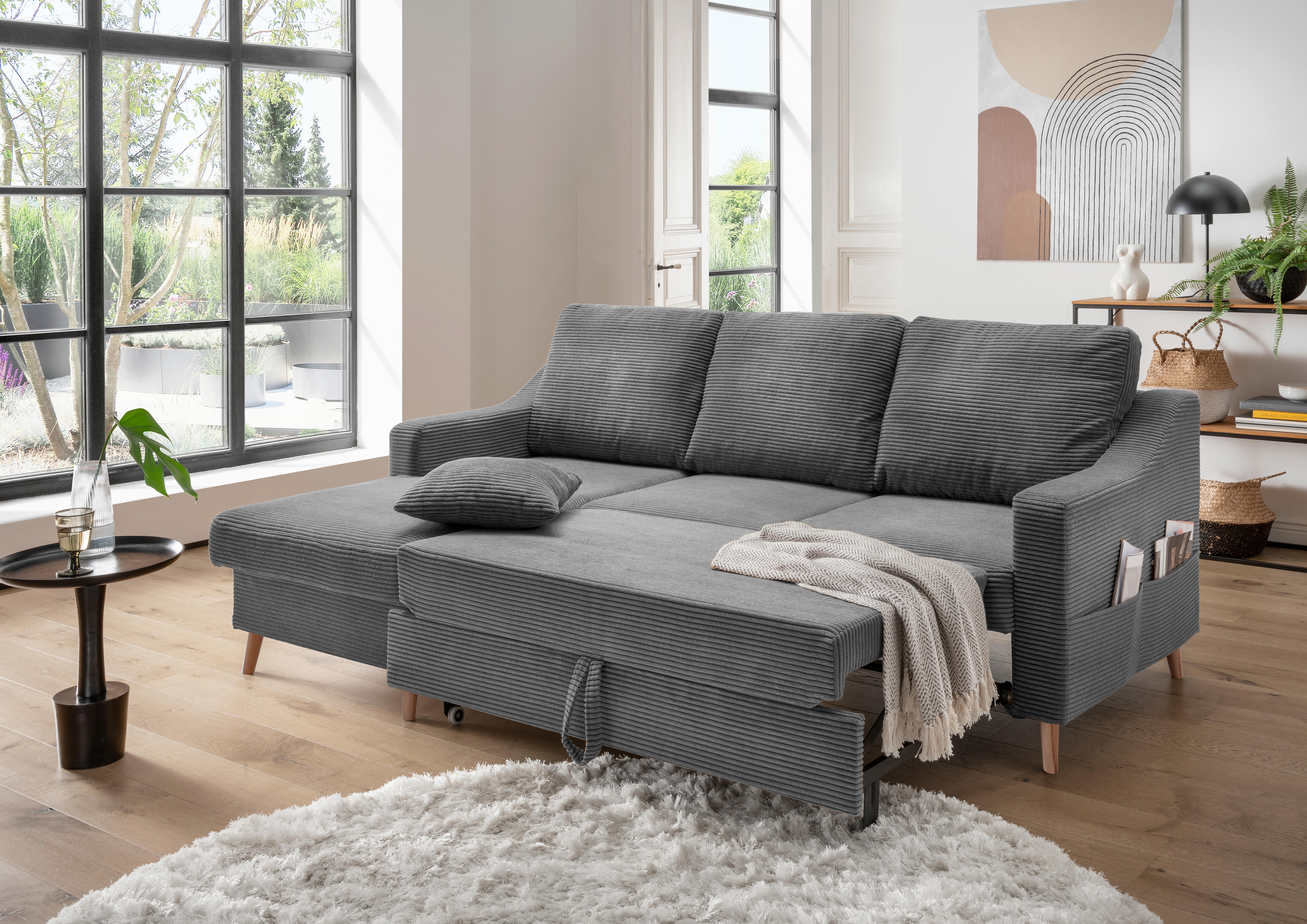 Ecksofa Valentina - Naturfarben/Grau, Design, Textil (150/228cm) - P & B