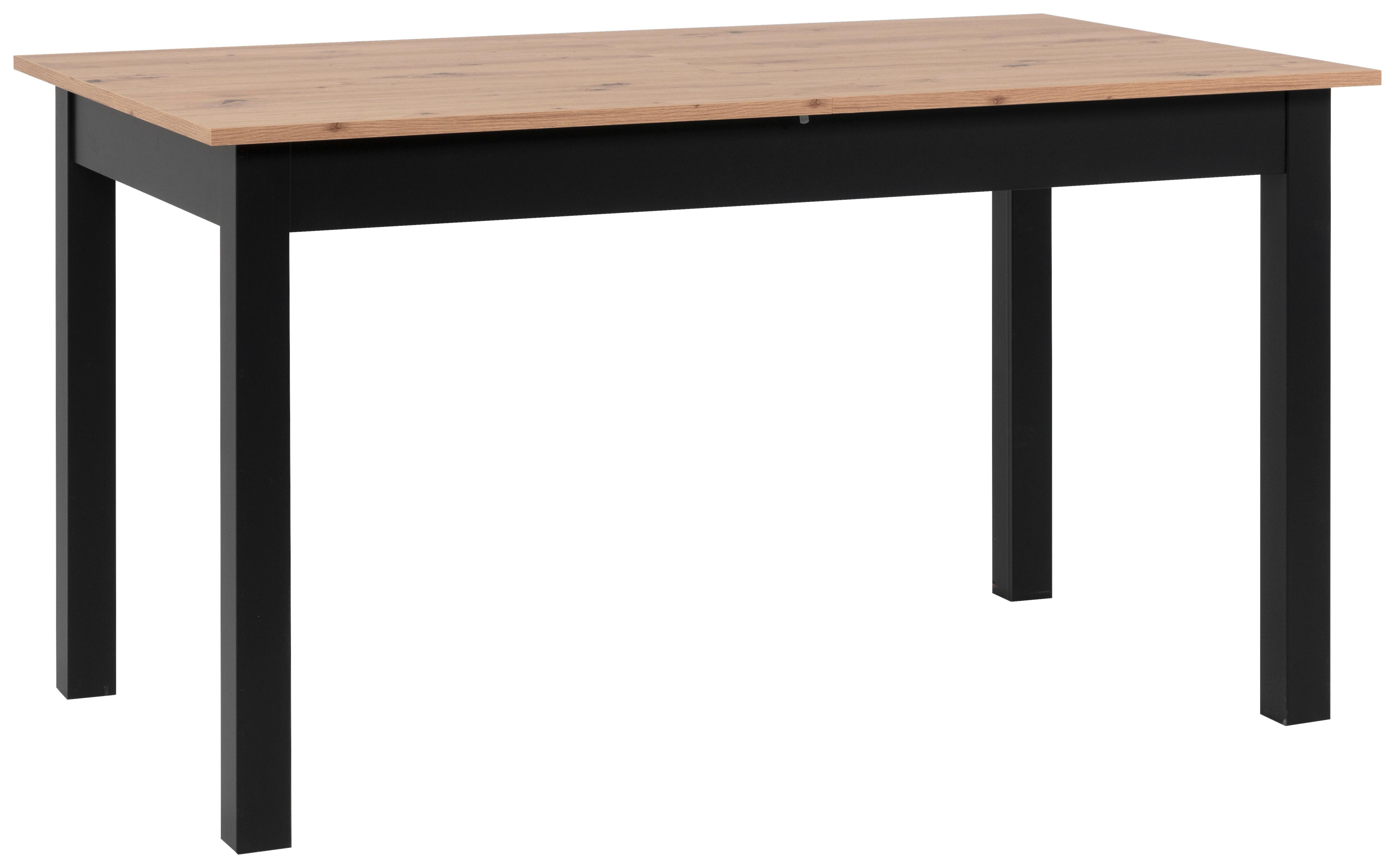Esstisch Ausziehbar Coburg 120-160x70x76,5 Cm Schwarz - Schwarz/Eiche Artisan, Basics, Holzwerkstoff (120/70/76,5cm) - MID.YOU