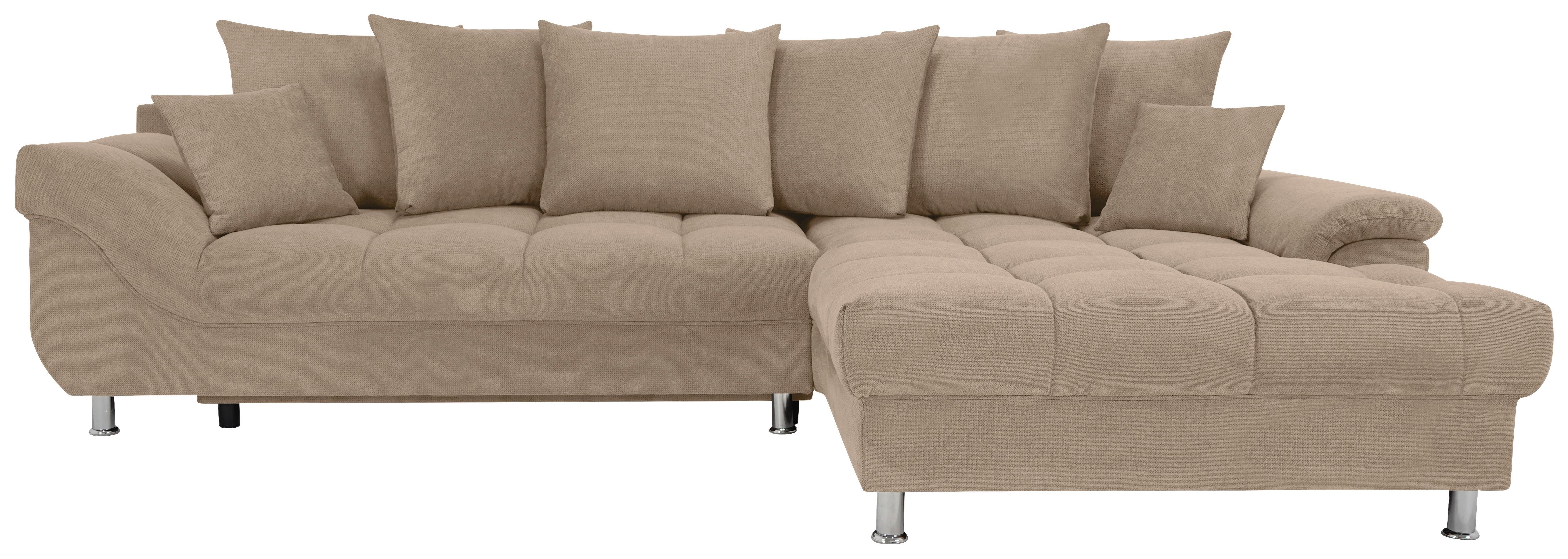 Rohová sedačka ERICE, pravá, sivohnedá - sivohnedá/chrómová, Design, textil/plast (312/198cm)