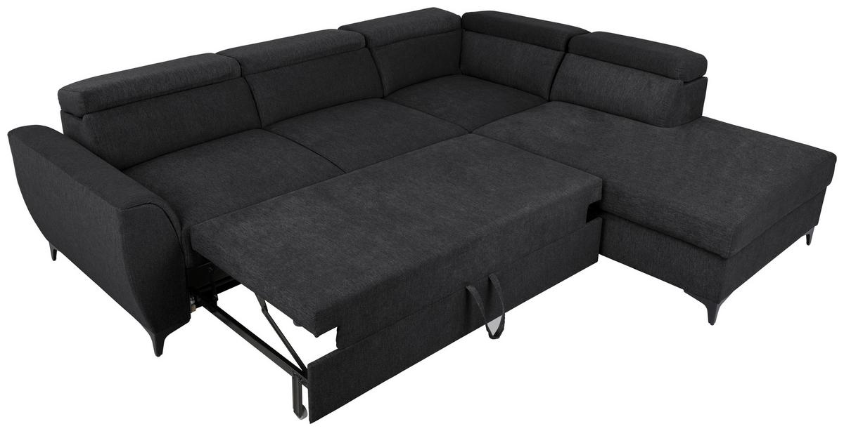 Ecksofa Lapis Schwarz S: 255/217 cm - Schwarz, KONVENTIONELL, Textil (255/217cm) - MID.YOU