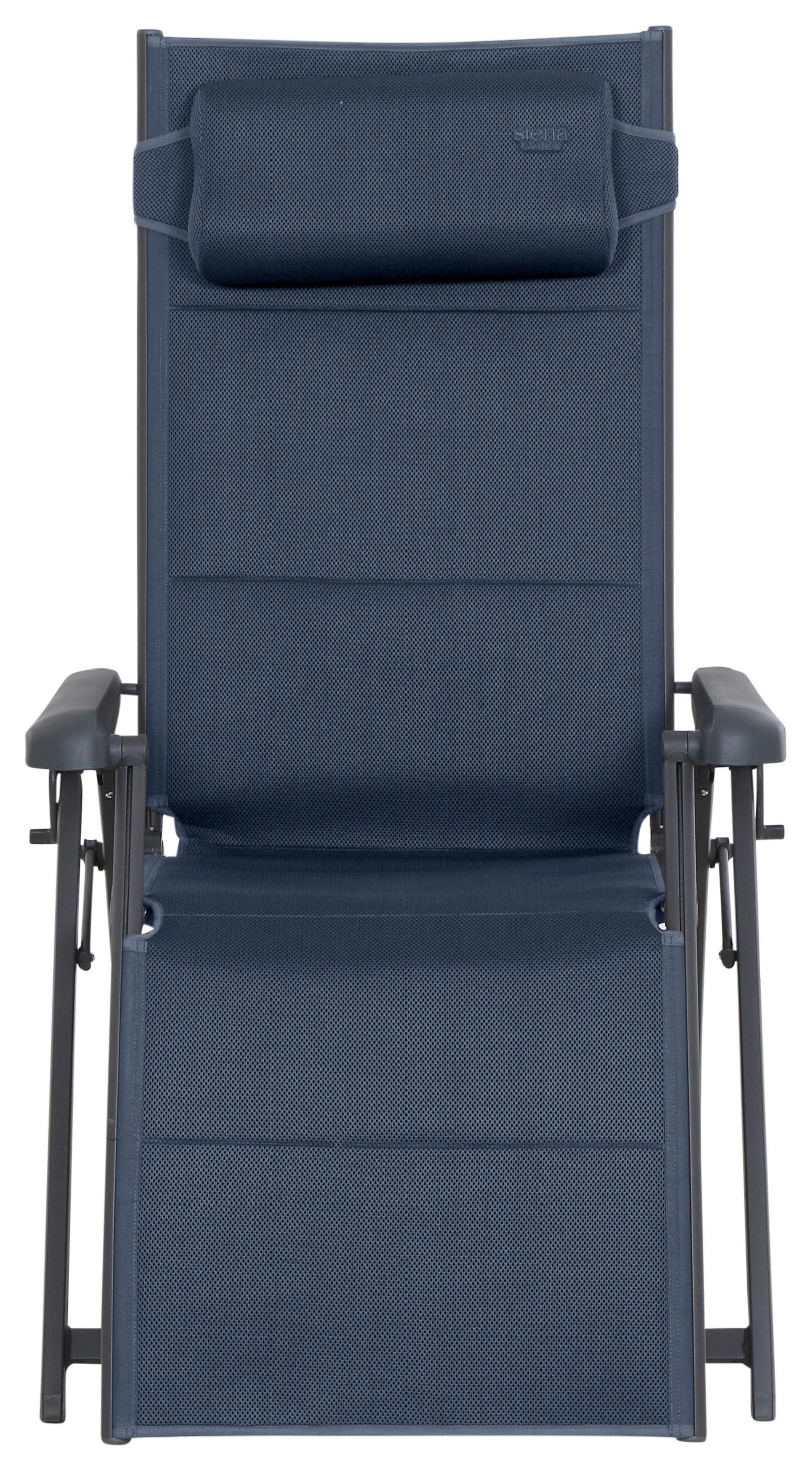 Garten-Relaxliege Aluminium verstellbar - Anthrazit/Dunkelblau, KONVENTIONELL, Textil/Metall (69/124/84cm) - Siena Garden