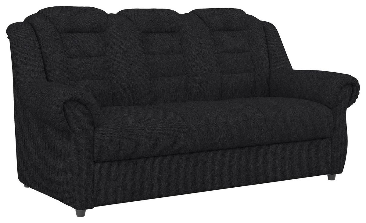 3-Sitzer-Sofa Boston Schwarz Chenille - Schwarz, KONVENTIONELL, Textil (196/102/101cm) - Livetastic
