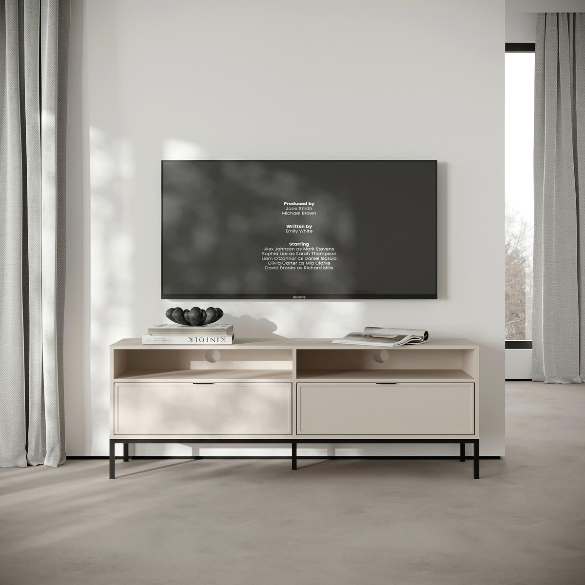 TV-ELEMENT Deco Kaschmir B: 150cm - Kaschmir/Schwarz, Design, Holzwerkstoff/Metall (150/60/40cm) - MID.YOU