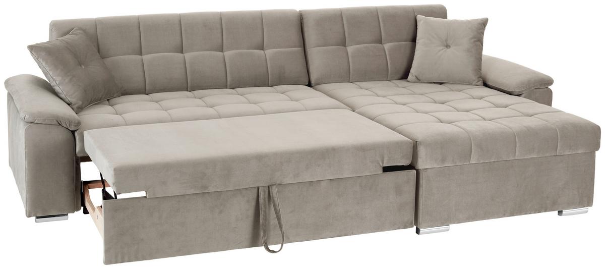 Ecksofa Bali Grau, 257x167cm - Beige, Trend, Textil (257/167cm) - Livetastic