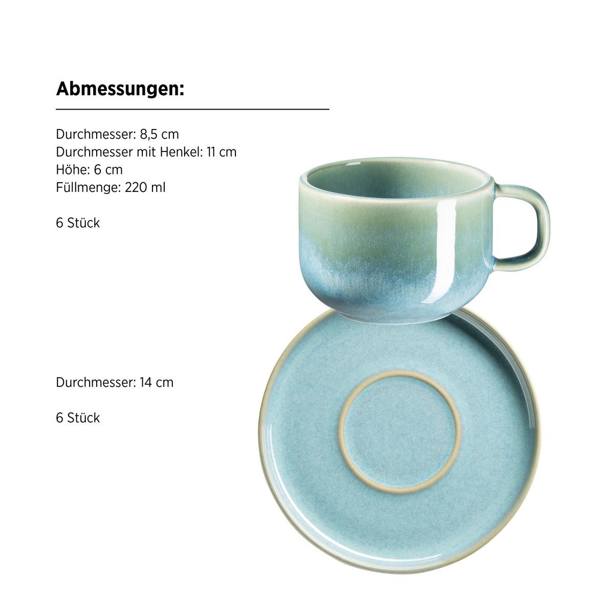 Tassenset Cordelia Grün, 12-Teilig - Grün, Trend, Keramik - Mäser