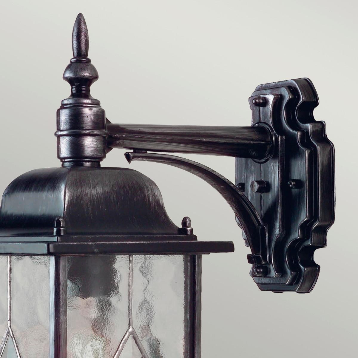 Außenwandleuchte 100 Watt Metall Glas, Wandmontage - Silberfarben/Schwarz, KONVENTIONELL, Glas/Metall (15.9/37/28.6cm) - Elstead Lighting