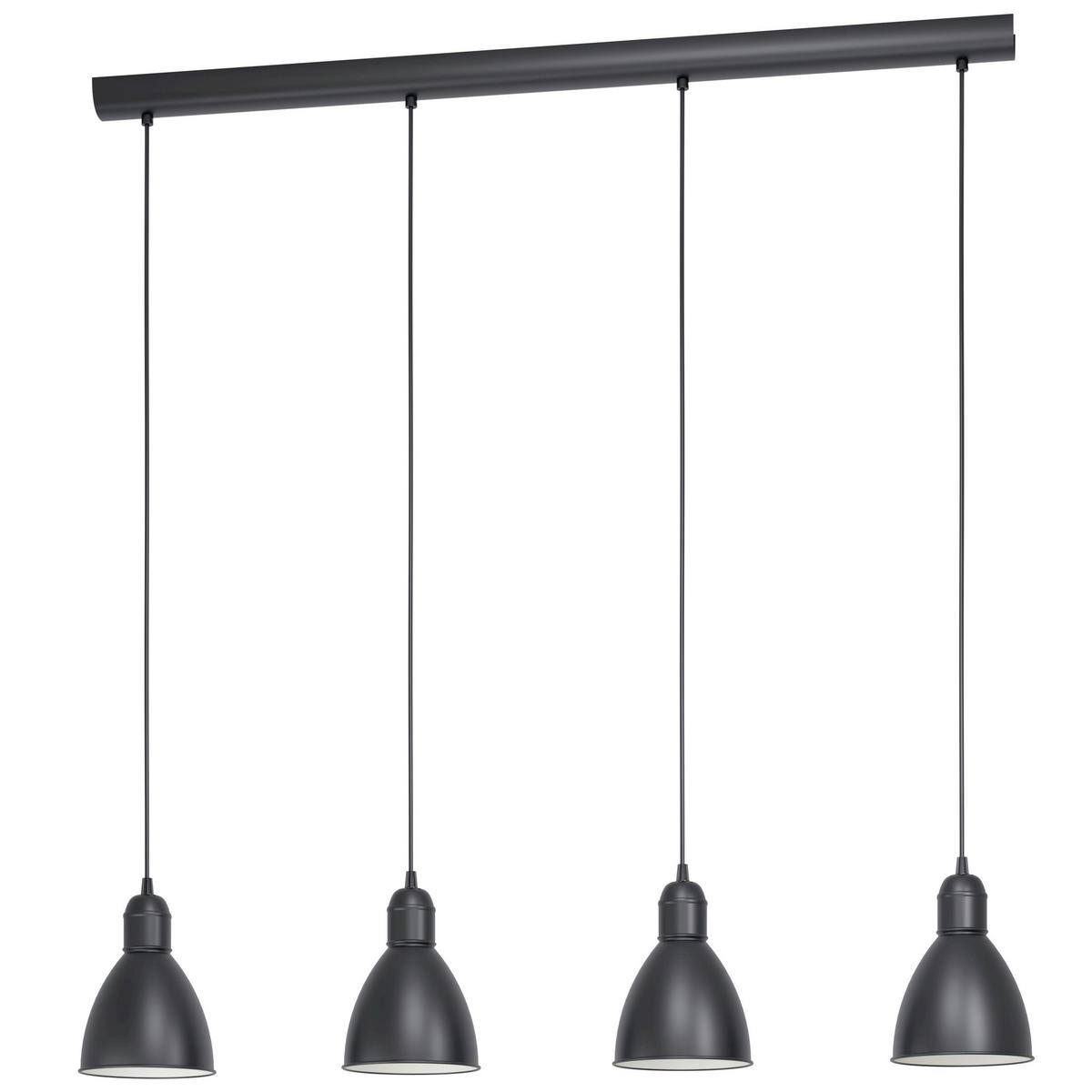 Hängeleuchten Priddy H: 110 cm 4-Flammig, Stahl Schwarz/Weiß - Schwarz/Weiß, Basics, Metall (97,5/15,5/110cm) - Eglo