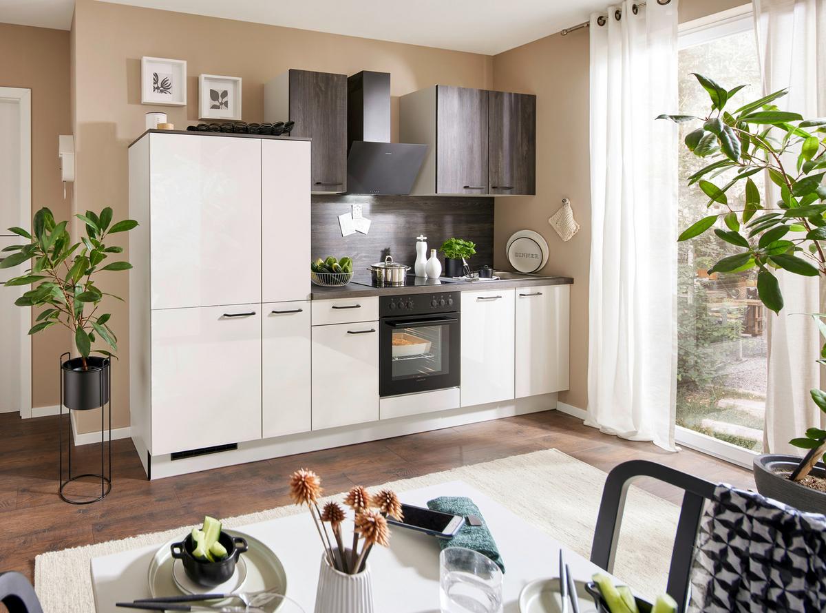 Küchenblock Pn215/Pn100 - Eiche dunkel/Hellgrau, Basics, Holzwerkstoff (290cm) - Pino