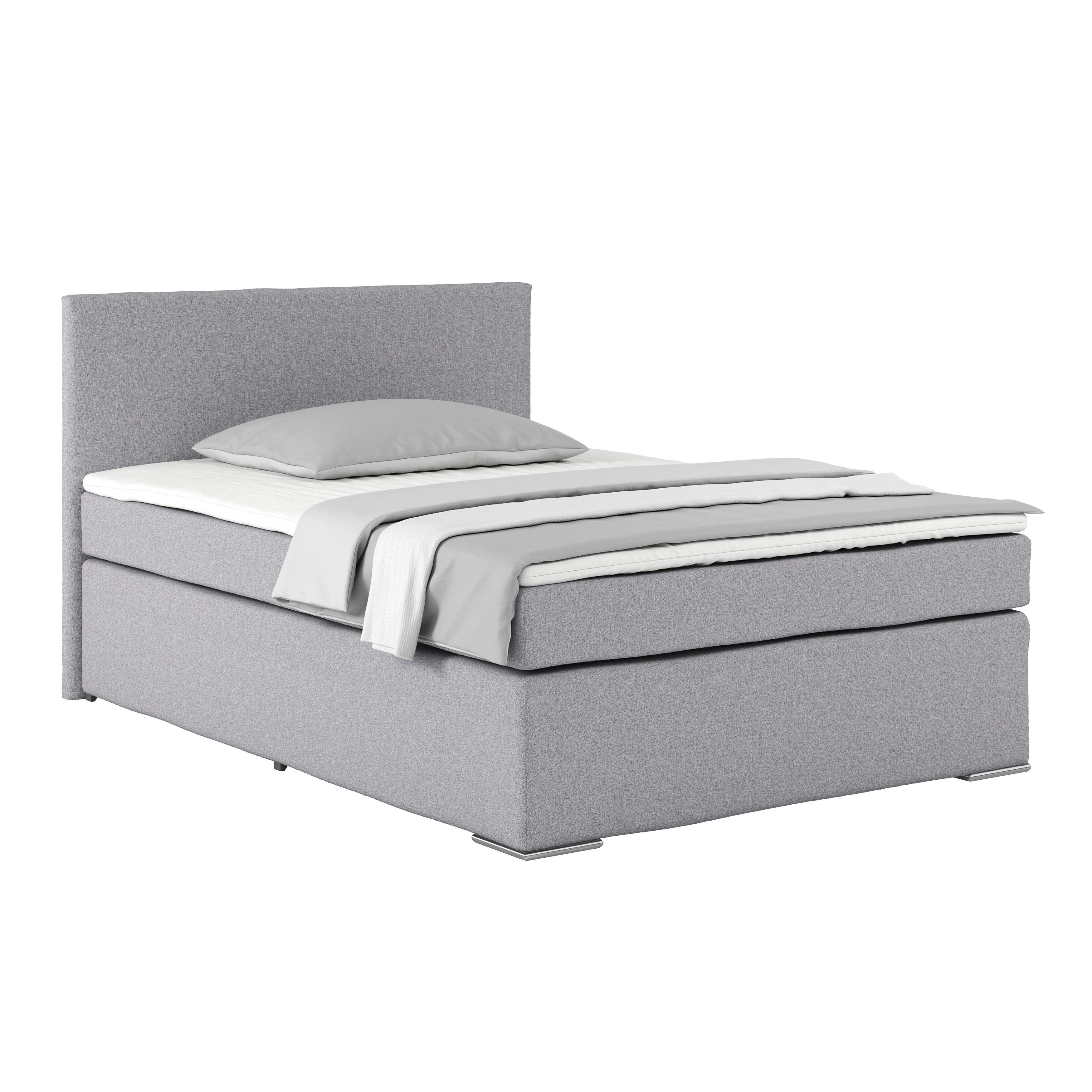 Postel Boxspring Nero Pl: 140/200cm, Šedá/černá - šedá/černá, Konvenční, textil (140/200cm)
