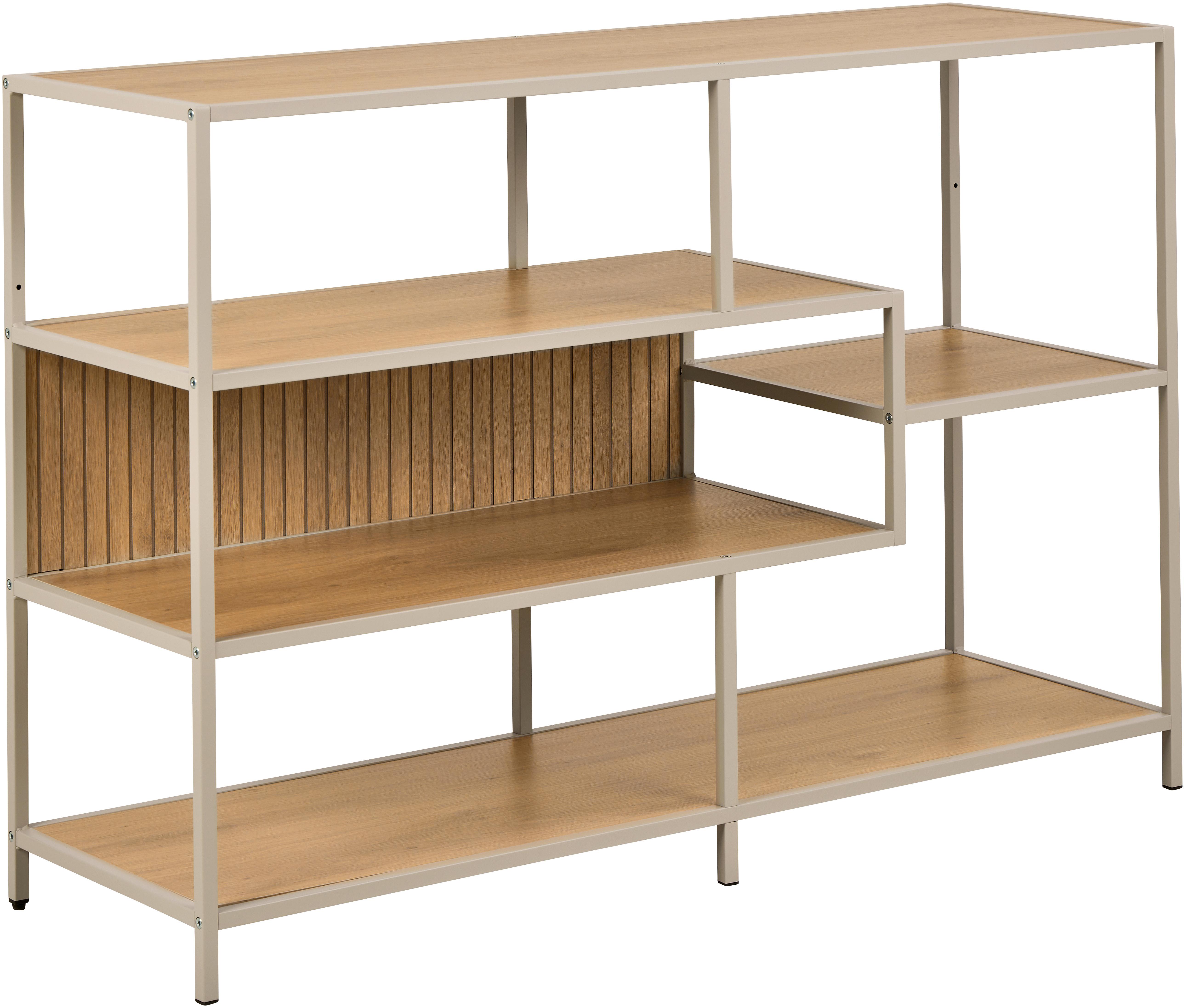 REGÁL SEAFORD - šedá/barvy dubu, Moderní, kov/kompozitní dřevo (114/78/35cm) - Bessagi